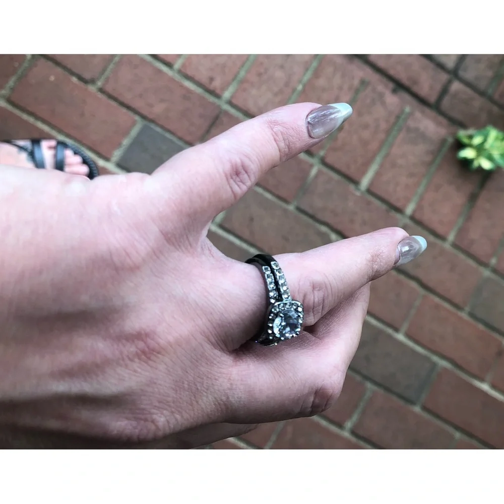 Bridal Set; Stainless Steel (Dark); Zircon; Size 8 - Picture 10 of 10